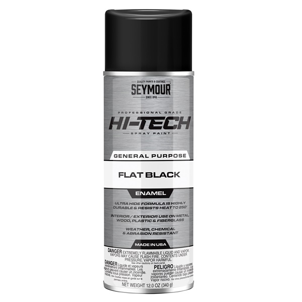 SEYMOUR® HI-TECH Spray Enamels - Flat Black, 12 oz